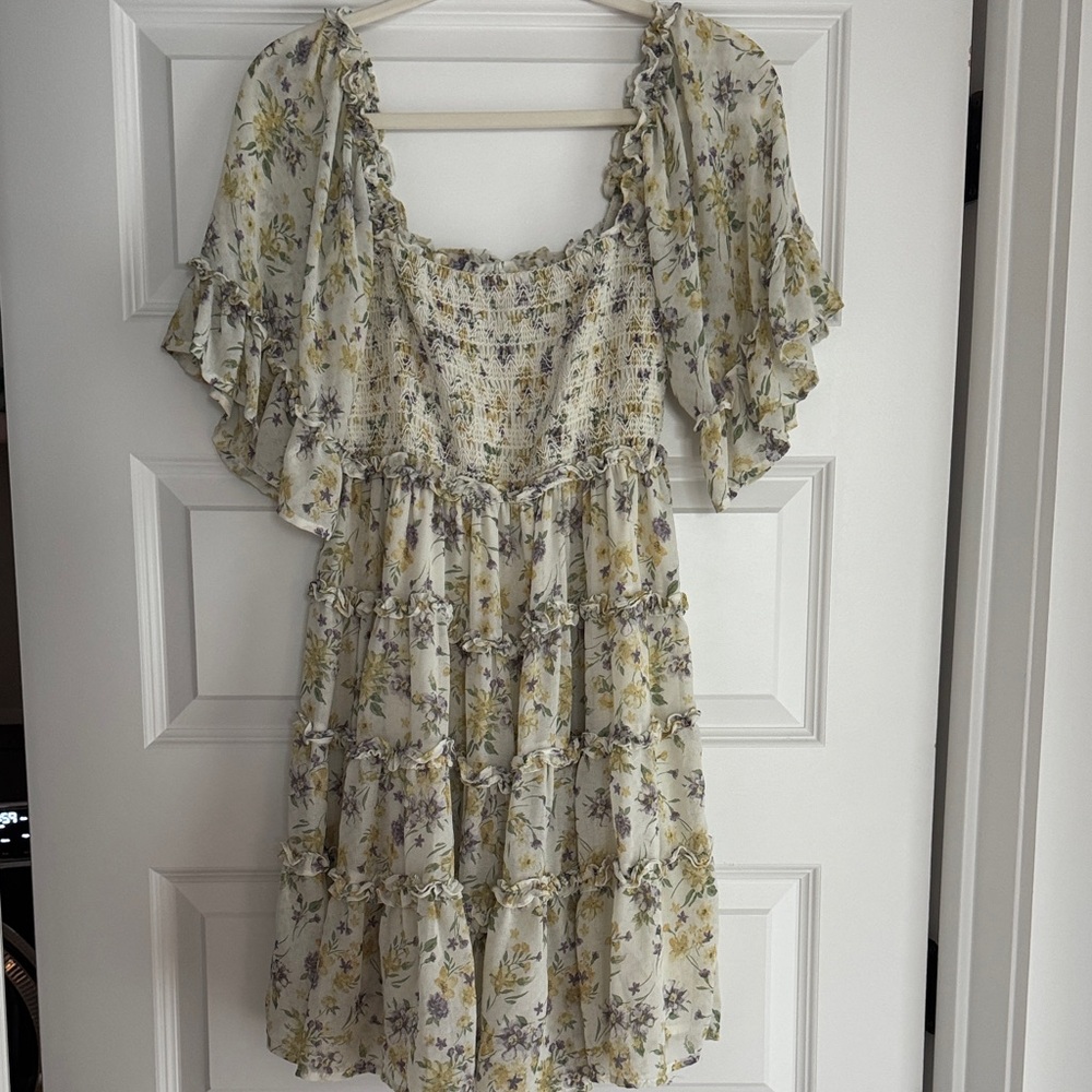 Short Sleeve Chiffon Dress Small